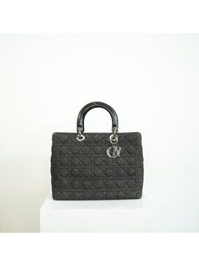 Christian Dior Black Denim Lady Dior Bag